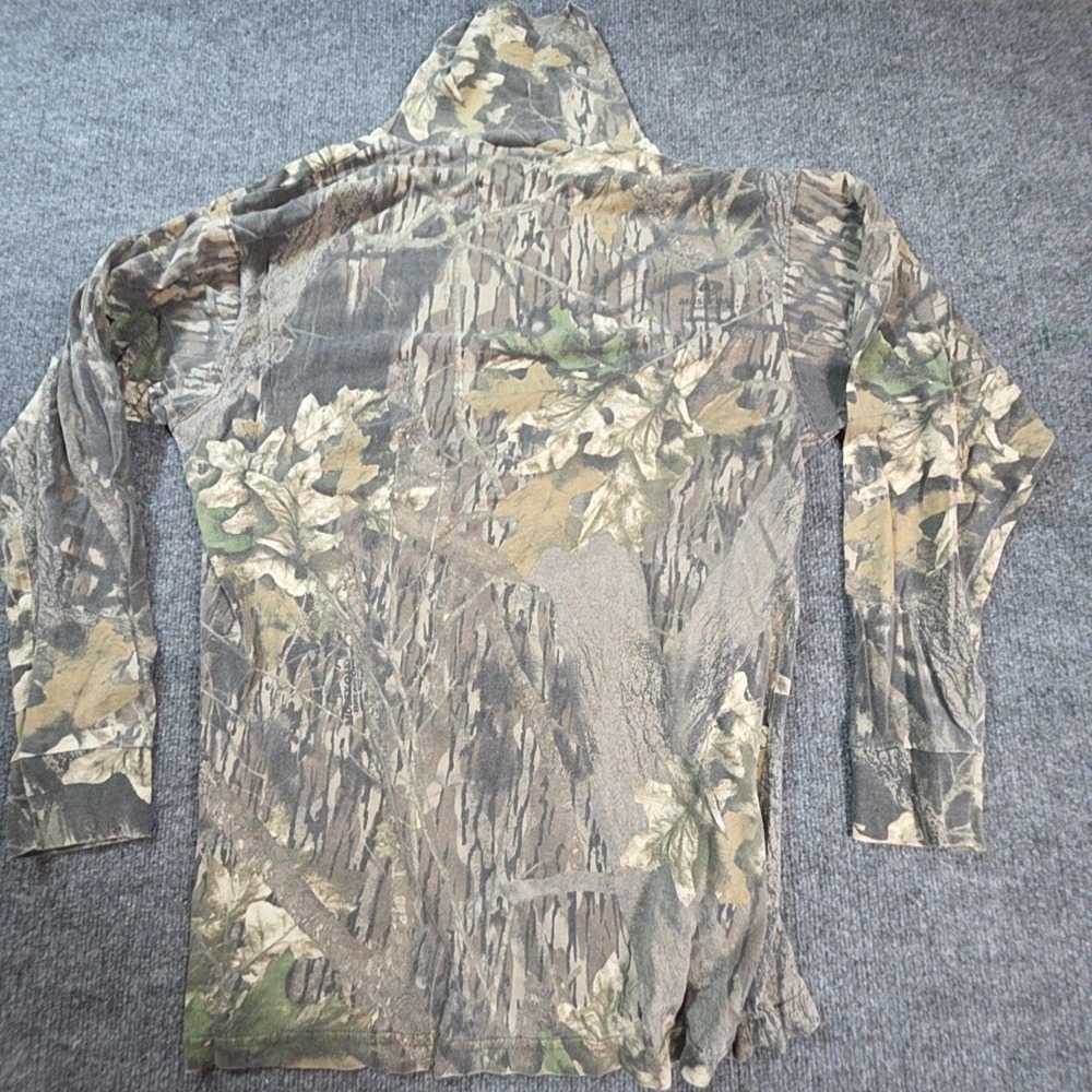 Mossy Oak Shirt Mens Large Brown Camo Hooded Turtleneck Long Sleeve Hunting